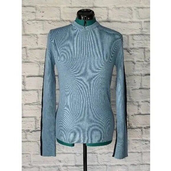 DOLCE & Gabbana Womens Sweater Blue Black Wool Blend Long Sleeve Crew Neck 4 - Picture 1 of 4